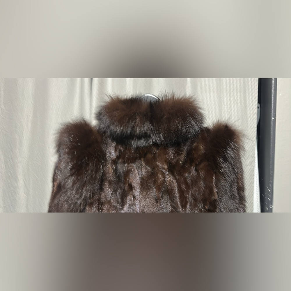 Mink and Fox Fur Coat Size Medium Size 10 - Picture 4 of 5